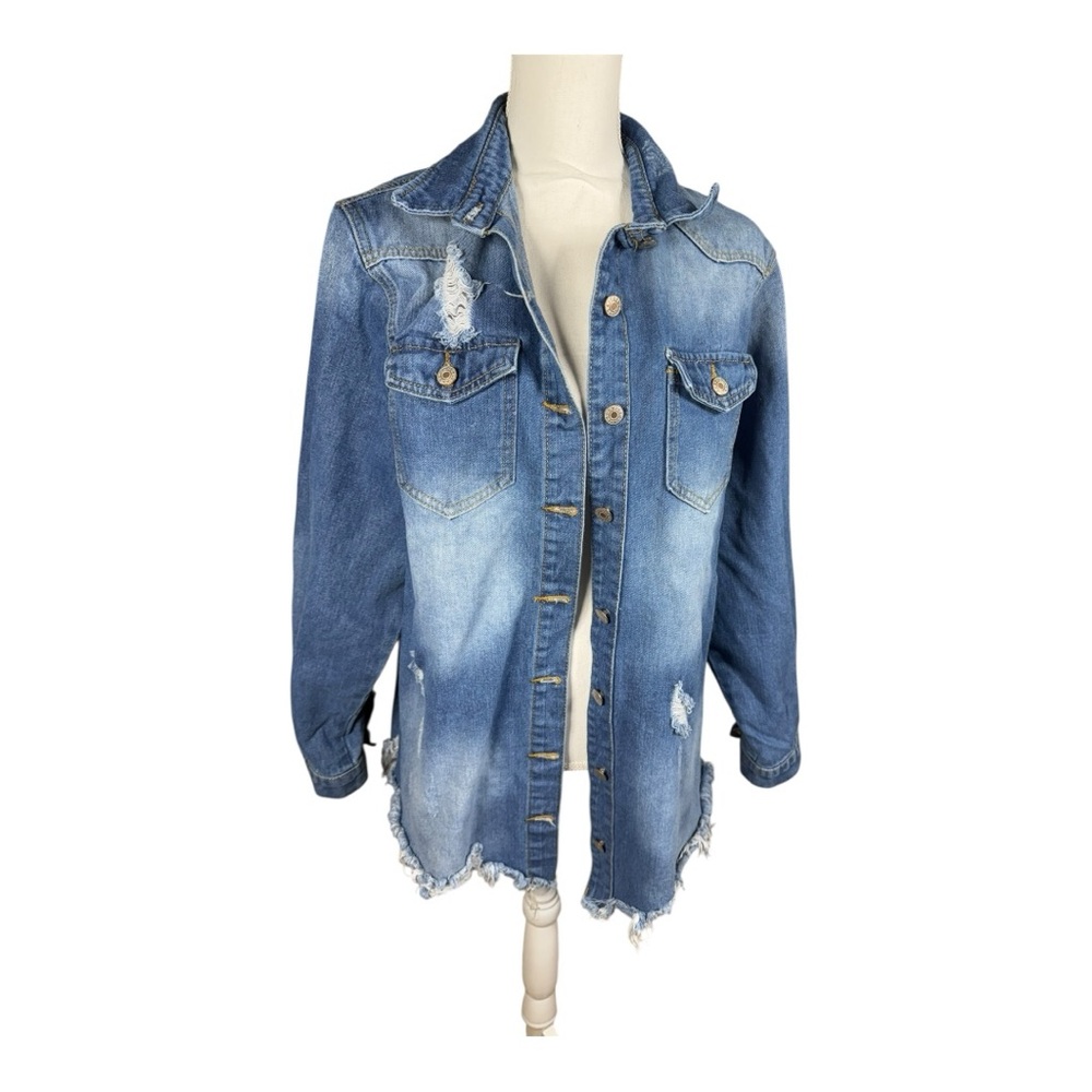 Distressed‎ Blue Denim Jacket